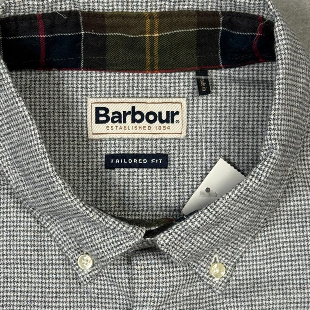 Barbour Mens Turner TailoredFit Micro-Houndstooth Button-Down Shirt Navy XL $100 - Picture 7 of 8
